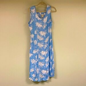 Blair blue and white floral print button-down sleeveless women’s dress size L